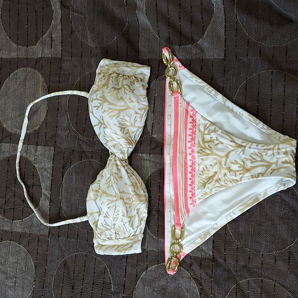 NWOT Victoria Secret gold and pink Medium bikini - Picture 2 of 11